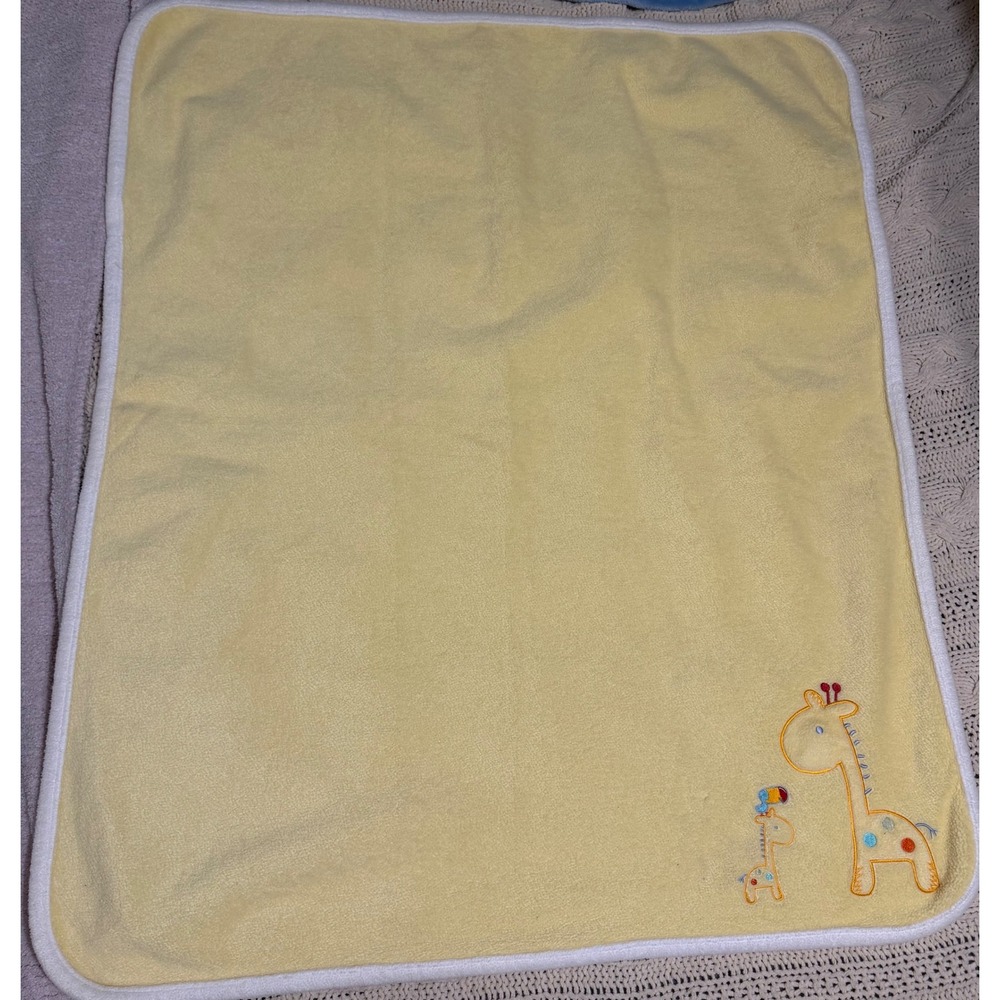Child of Mine by Carters Yellow Fleece Baby Blanket Giraffe Embroidery squeaktoy
